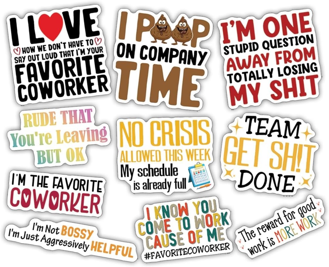 10pcs Favorite Coworker Sticker Sarcastic Office Life Quotes Funny Farewell Gift