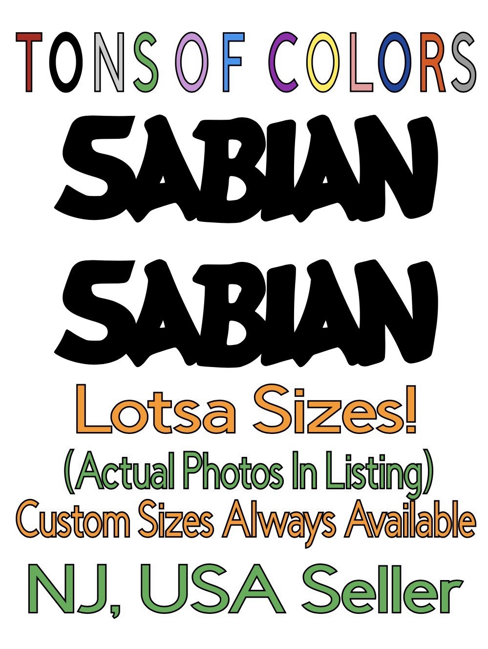 TWO Sabian Cymbals Text Logo Die Cut Vinyl Decal FREE Decal Offer Inside!