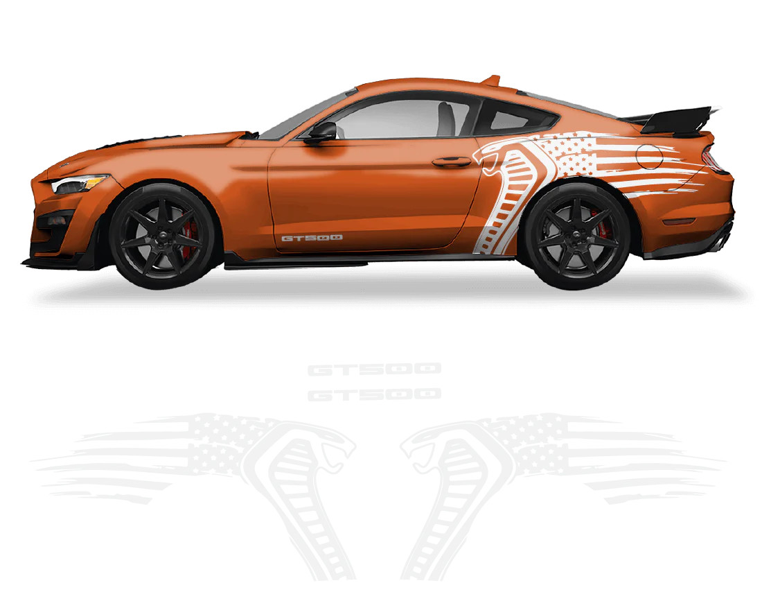 Aftermarket Ford Mustang Cobra USA Flag GT500 Graphics