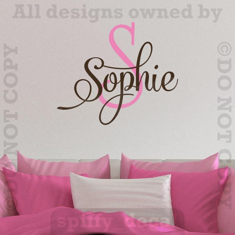 Monogram Personalize Custom Name Vinyl Wall Decal Nursery Bedroom Child Girl Boy
