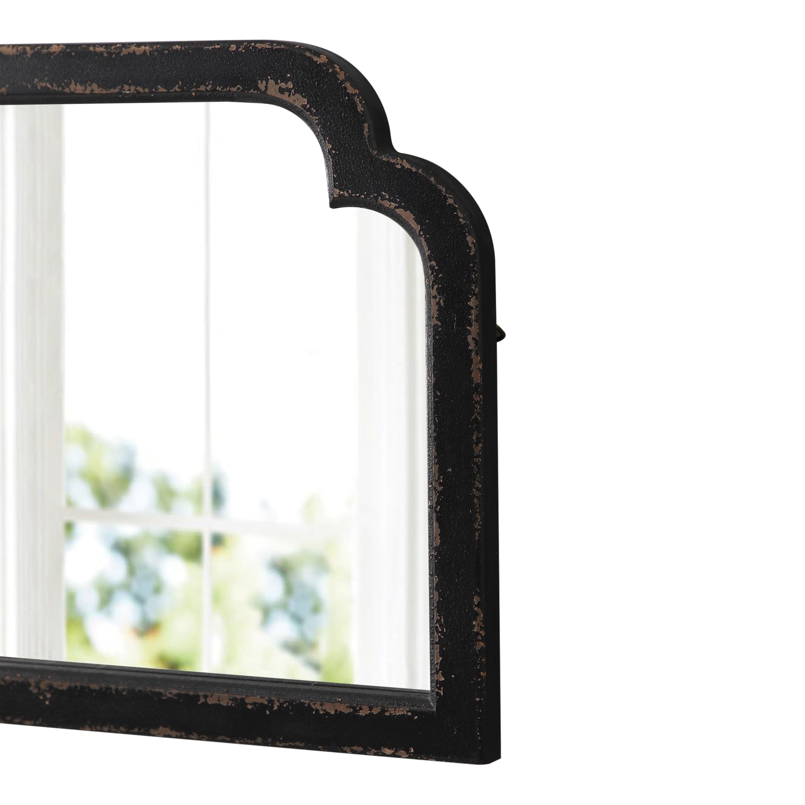 Rustic Black Arched Mirror for Entryway 16 X 24 Inch, Hanging Distressed Blac…