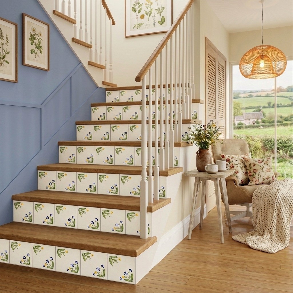 Peel and Stick Tile Stickers Cottage Floral Kitchen Backsplash Stick On Tile