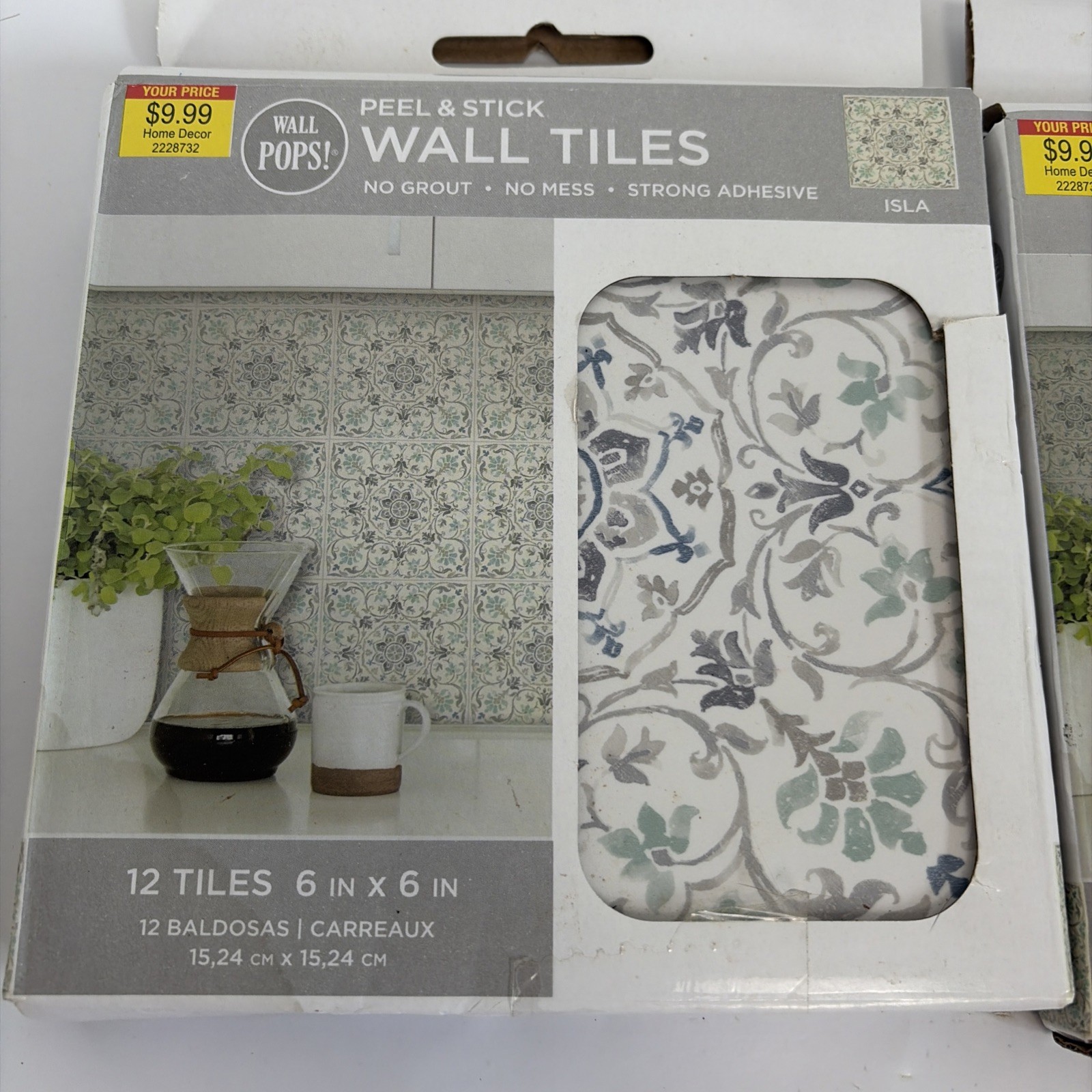 New Wall Pops! Peel and Stick Wall Tiles ISLA 6”X6” 12 Tiles No Mess No Grout