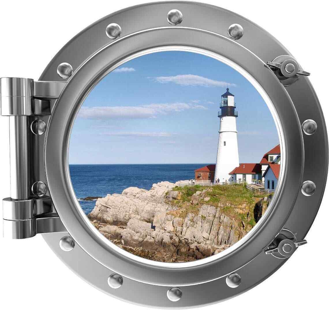 PortScape Lighthouse #2 Porthole Sea Window Wall Decal Removable Vinyl Sticker