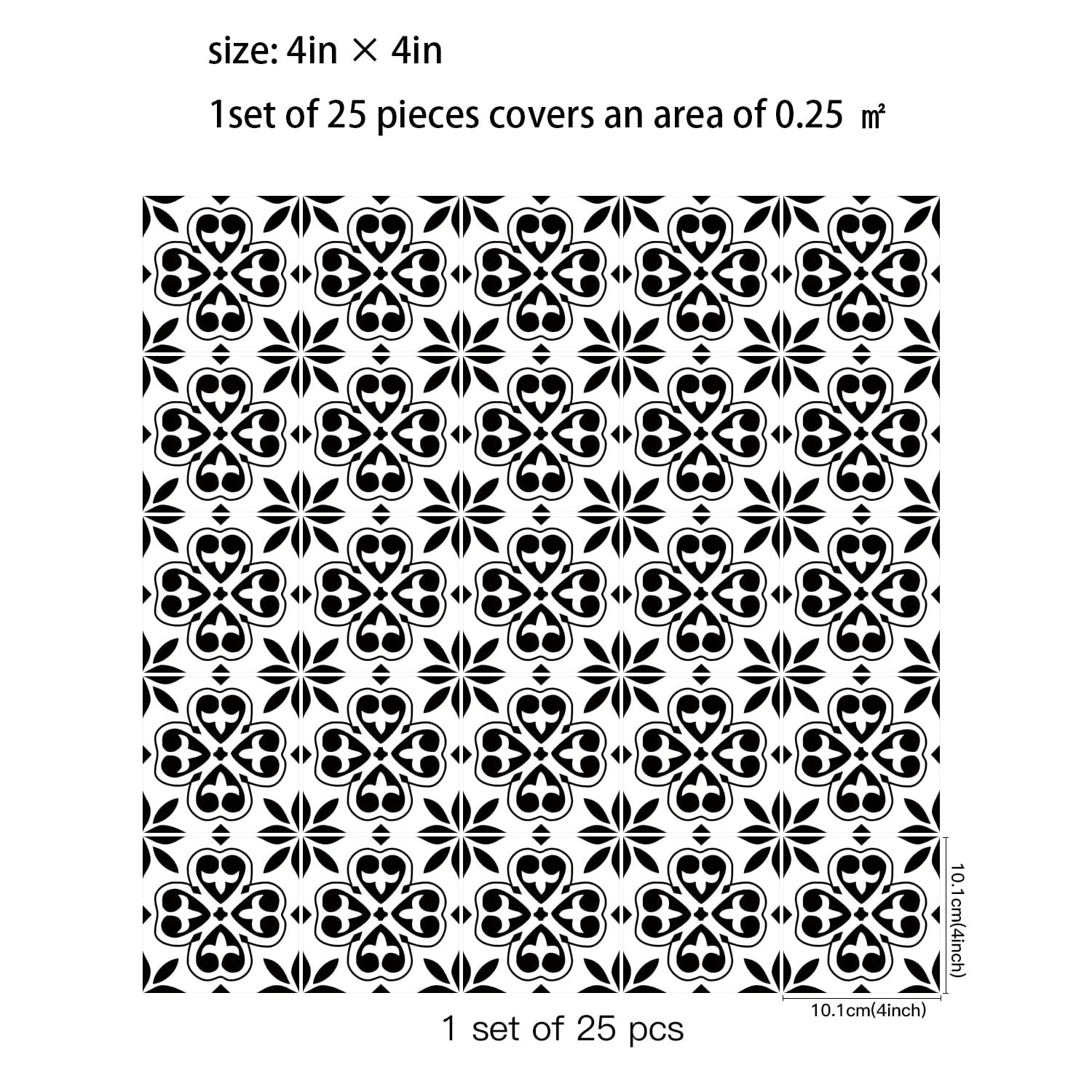 25 PCS Moroccan Style Tile Sticker, 4×4 Inch(10x10cm) Traditional DIY Murals,…