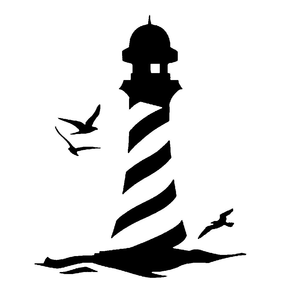 Lighthouse with Birds Black Vinyl Decal Car Windows Laptop Notebook Tablet Mugs