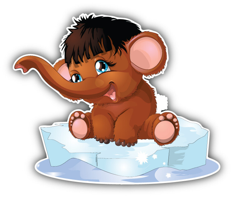 Little Mammoth On Ice Car Bumper Sticker Decal