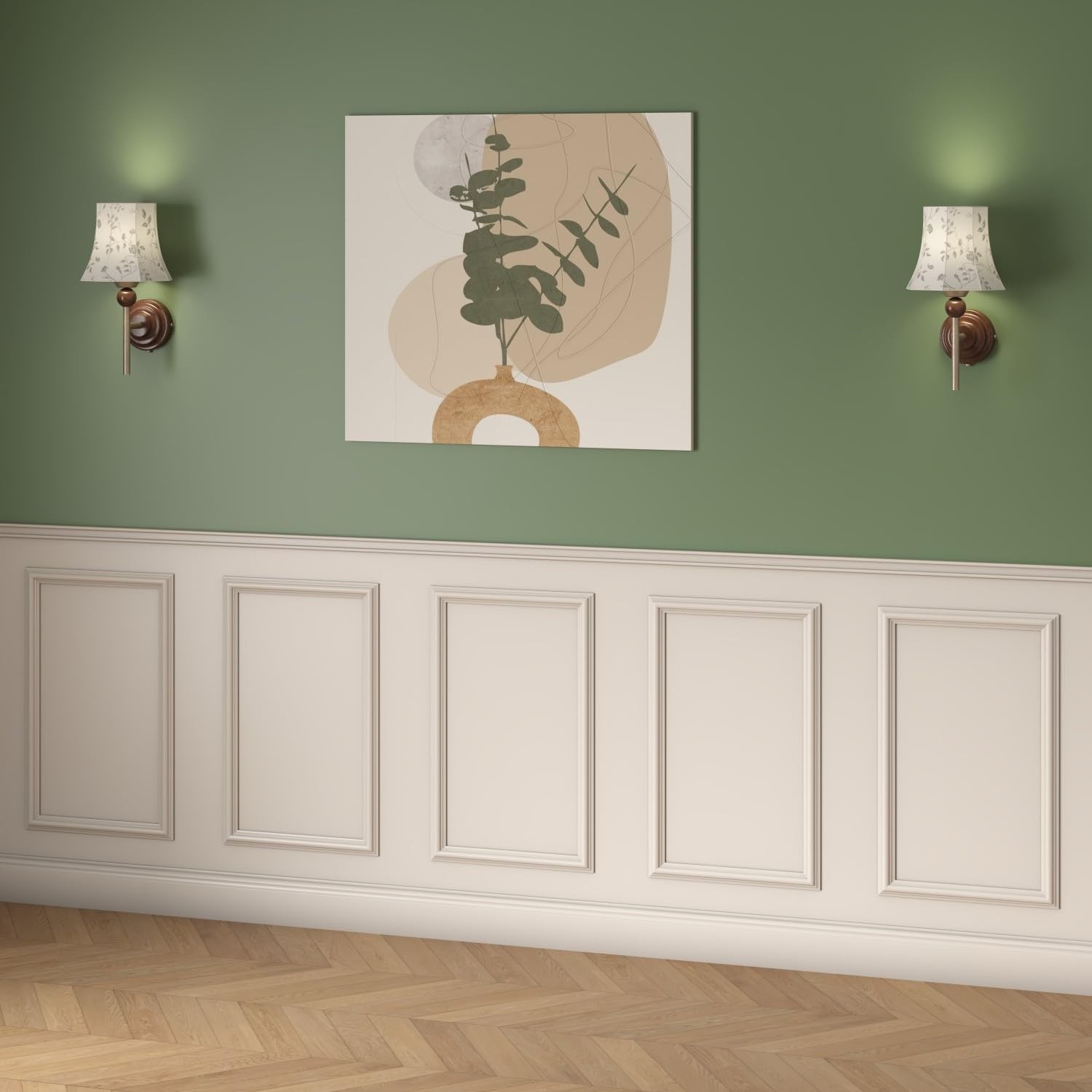 4 Set Peel and Stick Wall Molding Trim Kit, Premade Wainscoting Panels, White…