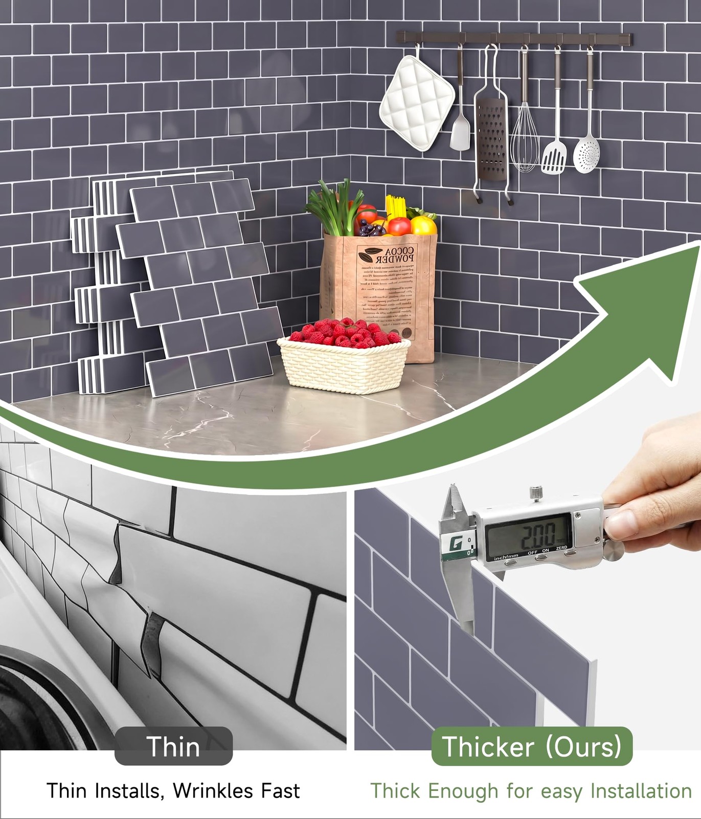 Peel and Stick Backsplash for Kitchen: Adhesive Wall Tiles for Bathroom – Vin…