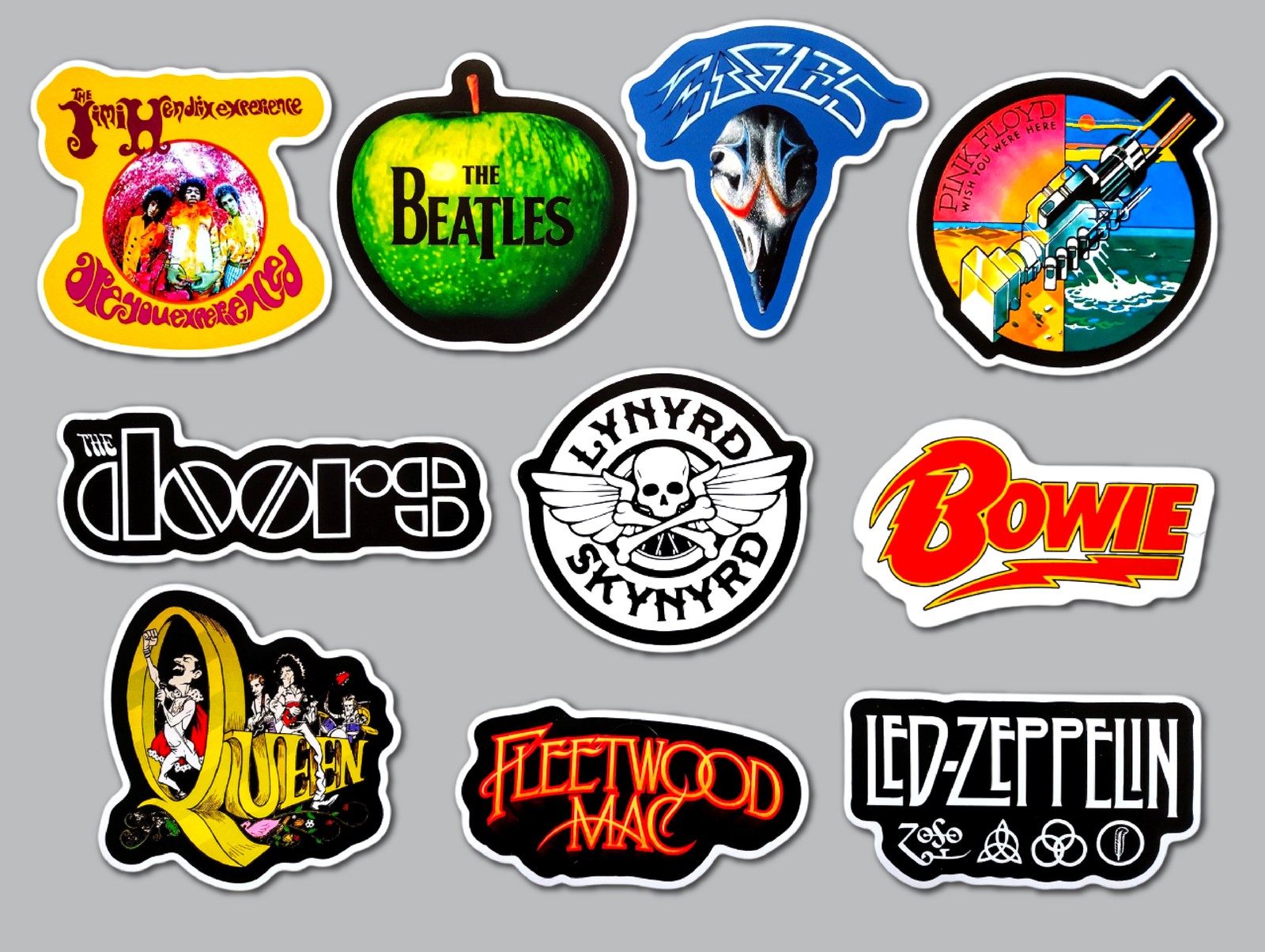 Classic Rock Vinyl Sticker Lot (10 Stickers) Set 1 metal roll vintage hard punk