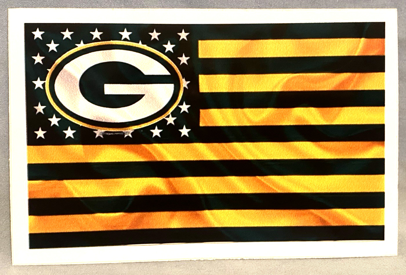 GREEN BAY PACKERS Stars & Stripes Sticker **NEW** Measures 5" x 3"