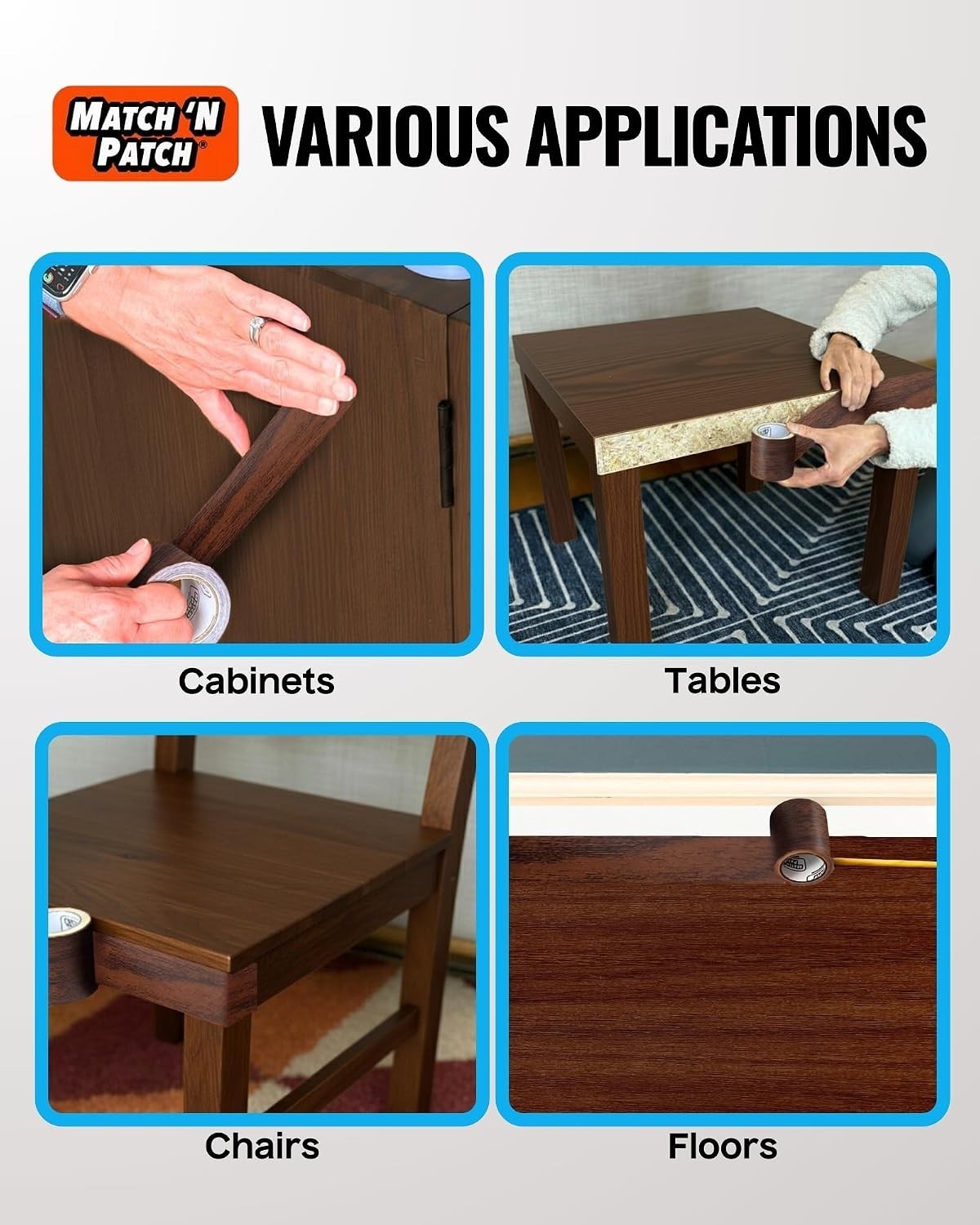 2.25" x 15 ft Wood Grain Repair Tape in Dark Walnut – Perfect for Quick Repairs