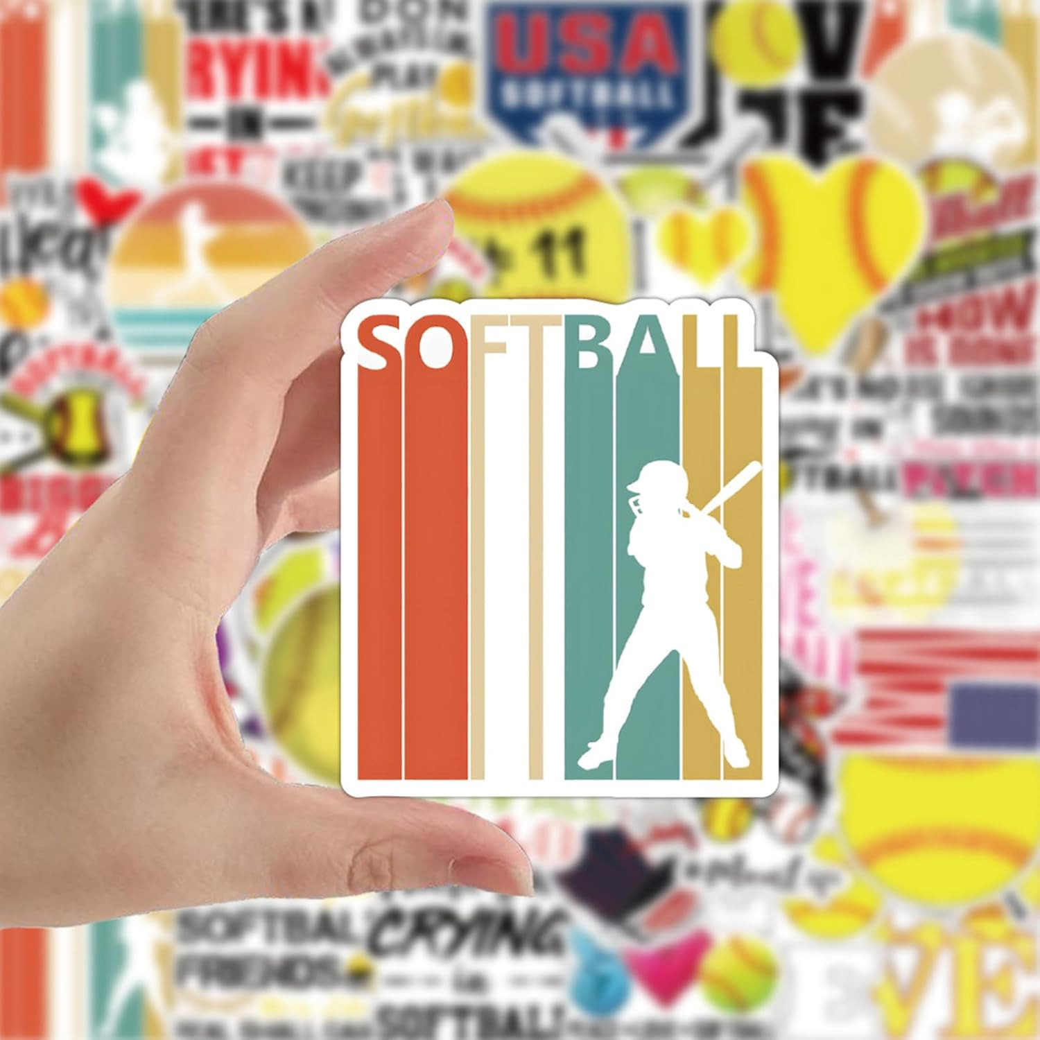 100Pcs Softball Stickers for Kids, Waterproof Vinyl Decals for Crafts & Decor