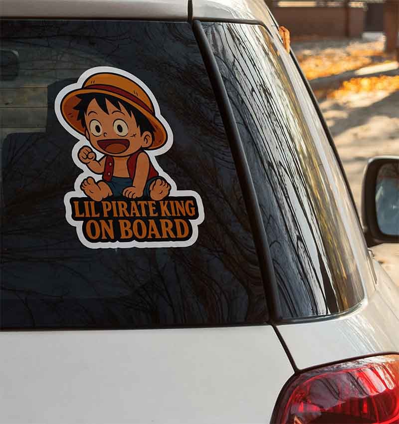 Baby on Board Luffy Decal Chibi Kawaii “Little Pirate King on Board” 3–7" Tall U