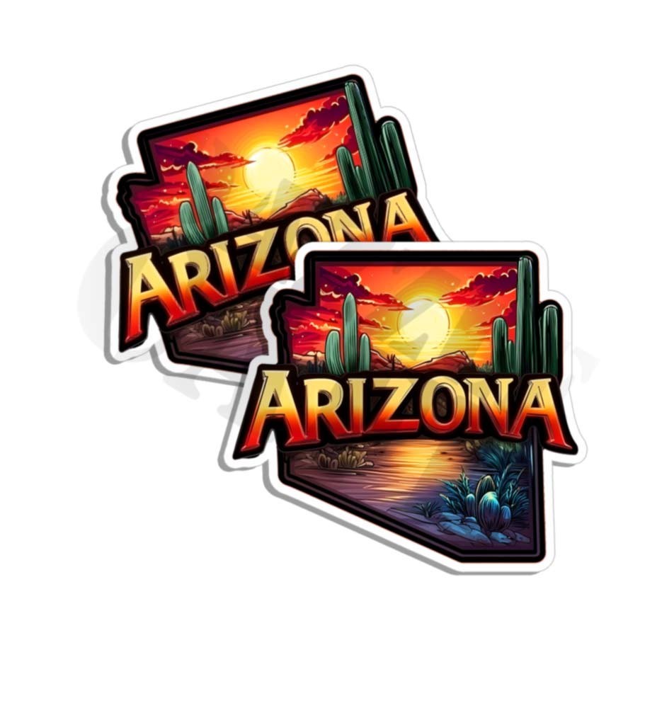 Arizona sticker vinyl decal Watercolor state outline Made in USA 2 PACK