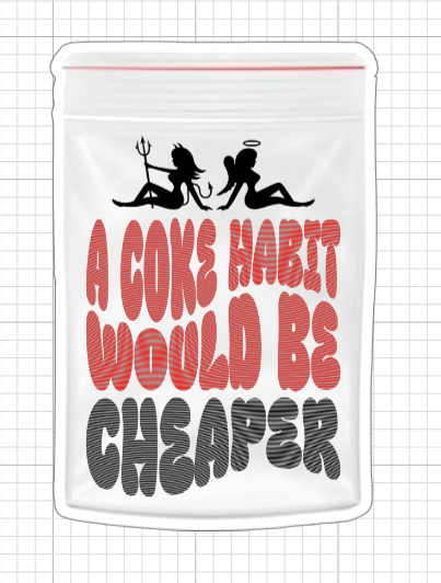 (2) A Coke Habit Would Be Cheaper Sticker Baggie Devil Angel Funny Decal Vinyl