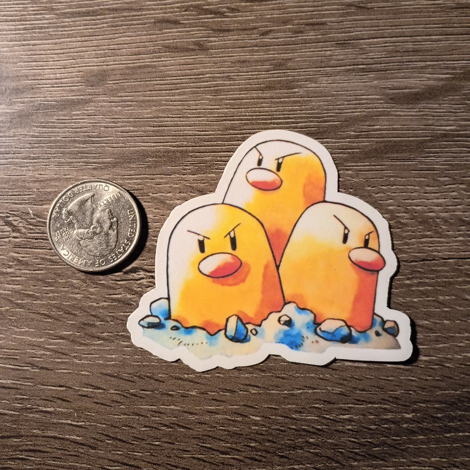 Gen 1 Diglett & Dugtrio Stickers – Vinyl, Waterproof, Die-cut – Red & Blue Art