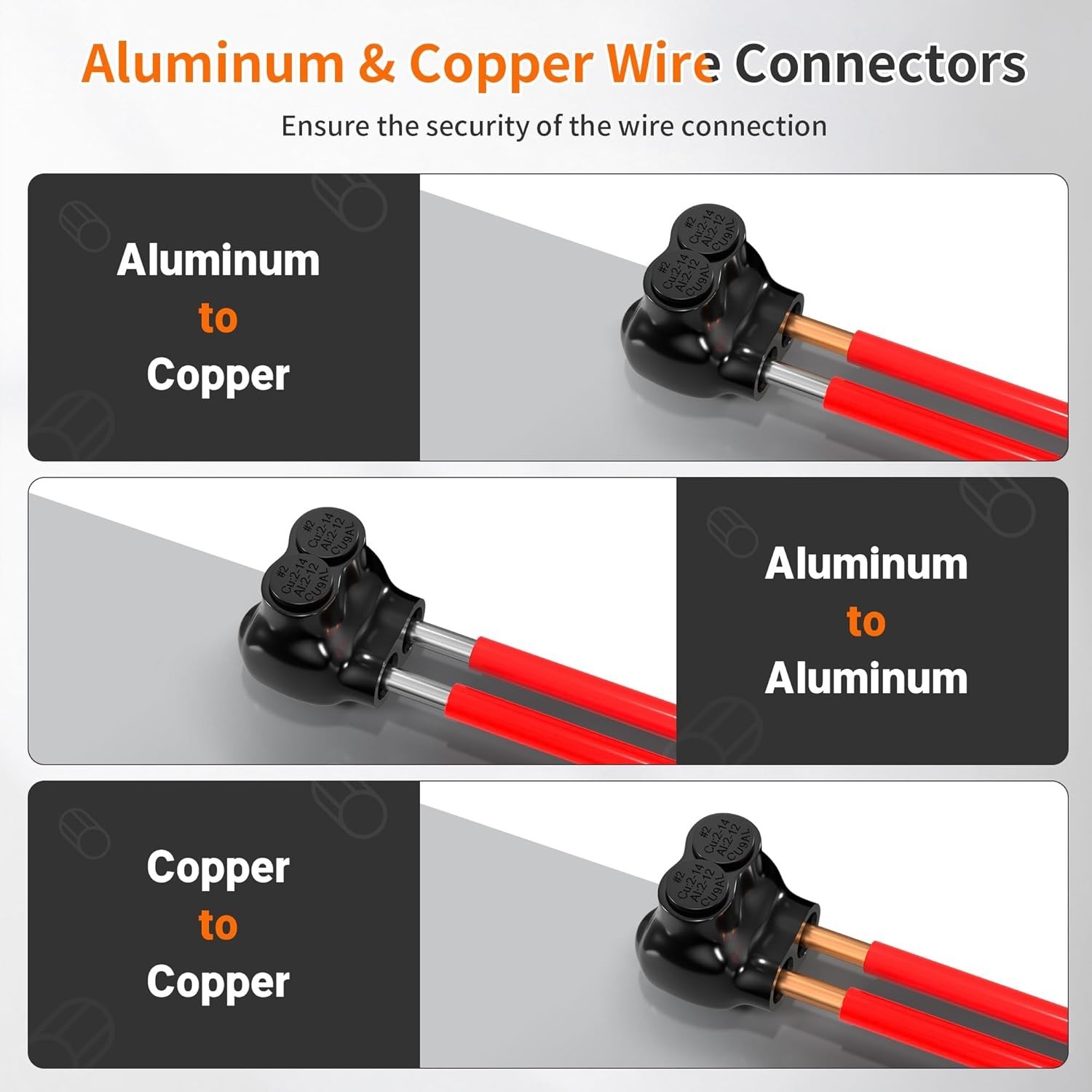2 Port Insulated Multi Tap Connector 2-14AWG Aluminum to Copper Wire Connectors