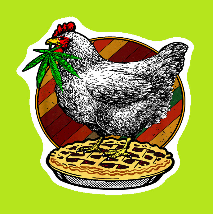 Weatherproof Chicken Pot Pie Weed Stickers Vinyl Decal Added Layer UV Safe Humor