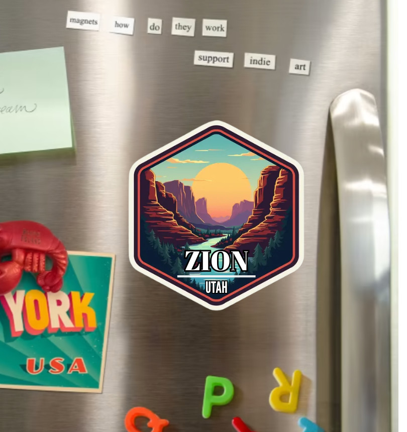 Zion National Park Utah Fridge Magnet or Laptop Sticker