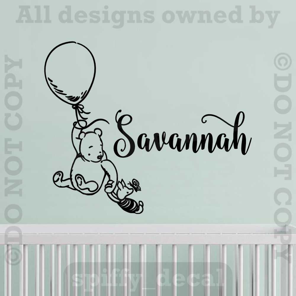 Personalized Name Classic Pooh Balloon Quote Vinyl Wall Decal Decor Sticker