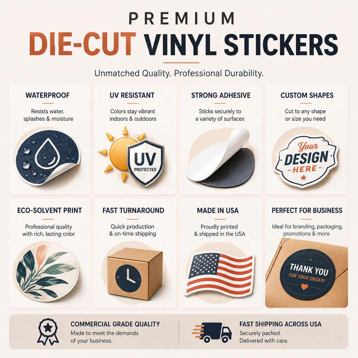 Your Design Custom Vinyl Stickers Waterproof Personalized Die Cut Logo Labels