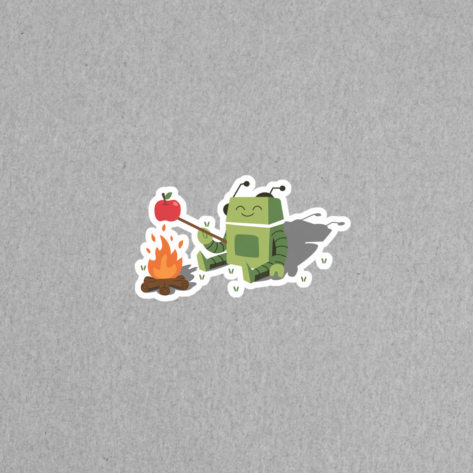 Adorable Android Marshmallow Campfire Sticker for Tech Lovers #5167