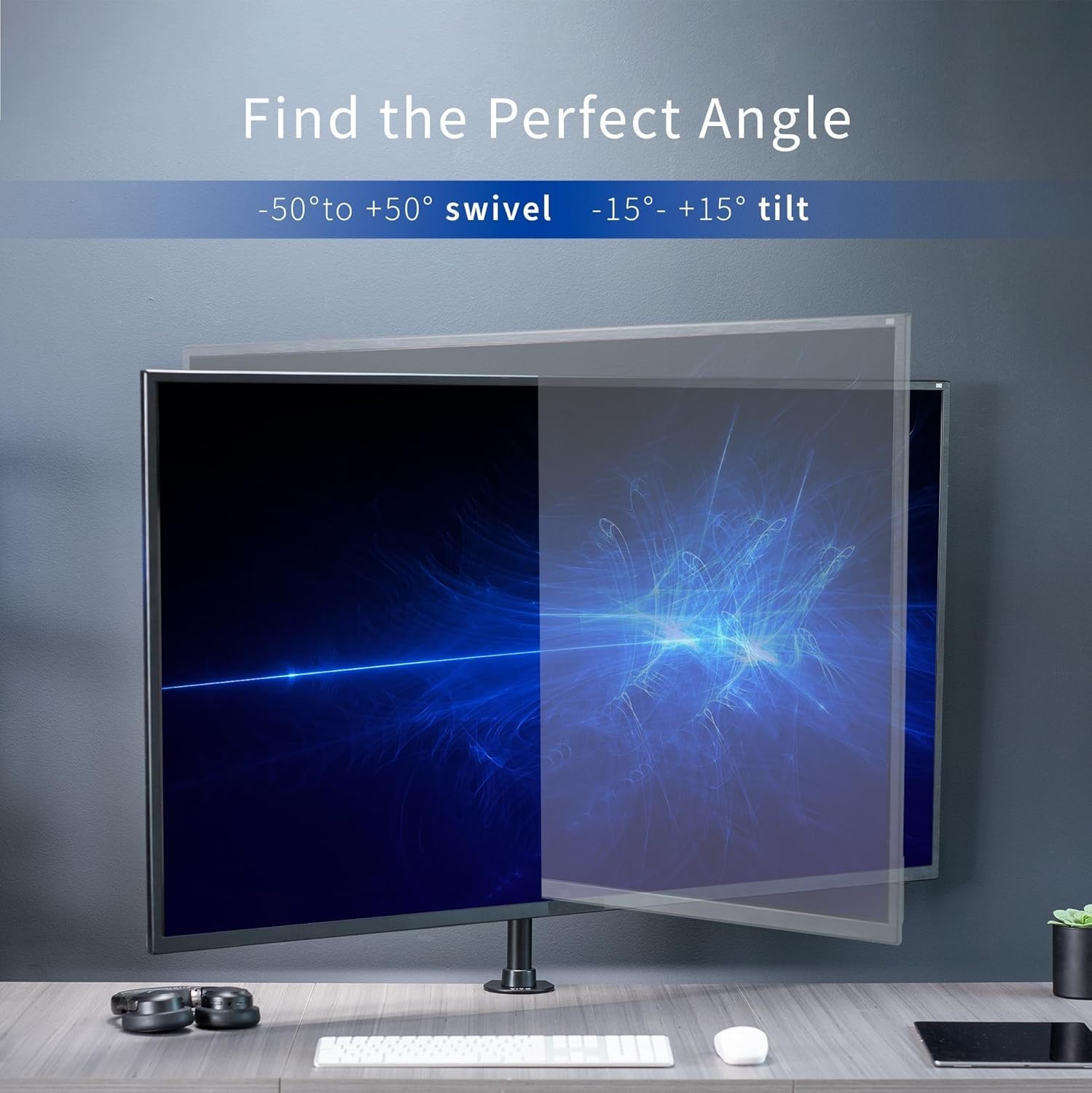 Ultra Wide TV Desk Mount for up to 55 inch Screens Weighing 66 lbs, Full Moti…