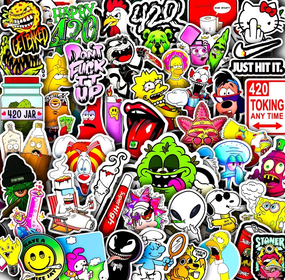 100 Pcs, 420, Weed, Cannabis, marijuana, Funny Sticker Decals Pack, High Quality