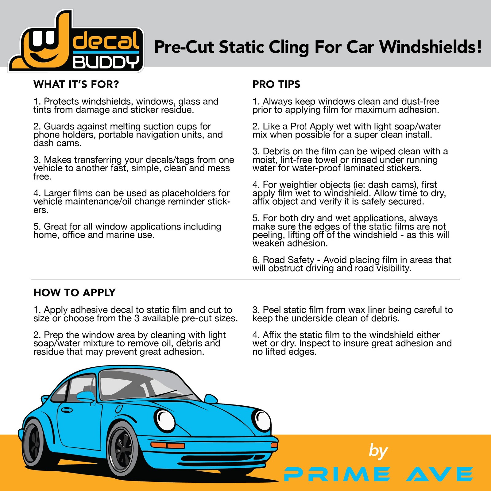 Windshield Sticker Decal – Easy Apply, Removable, Residue-Free, Precision-Cut