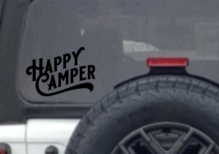 Happy Camper Vinyl Decal Bumper Sticker Car Window Mirror Wall Art Camping