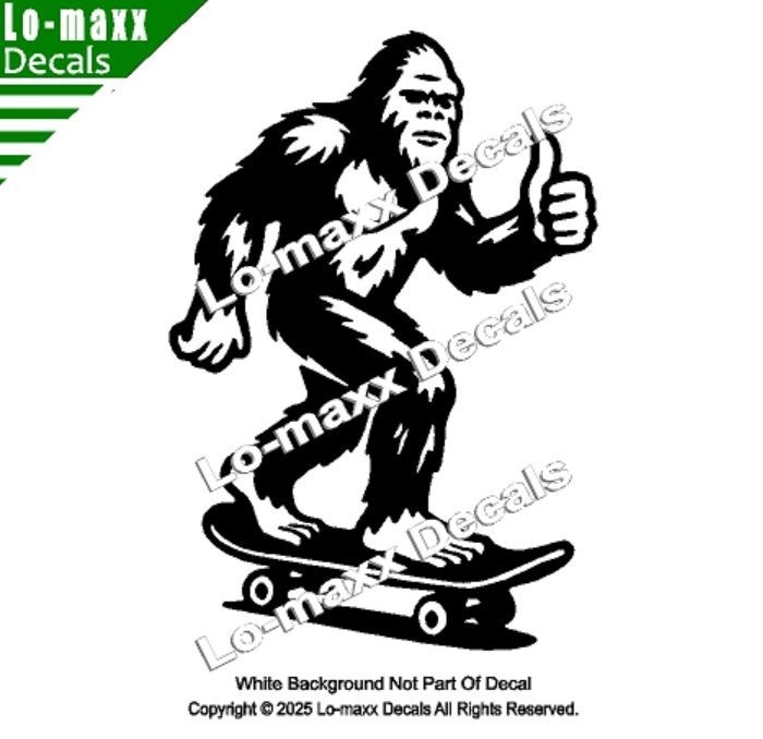 Sasquatch Yeti Skateboard Car Truck Funny Bigfoot Vinyl Sticker Die Cut Decal