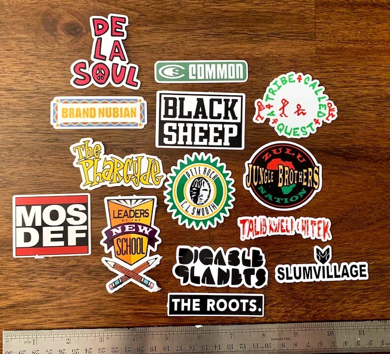 15 Native Tongues Hip-Hop Rap Logos Sticker Pack – Clear, Holographic, or White
