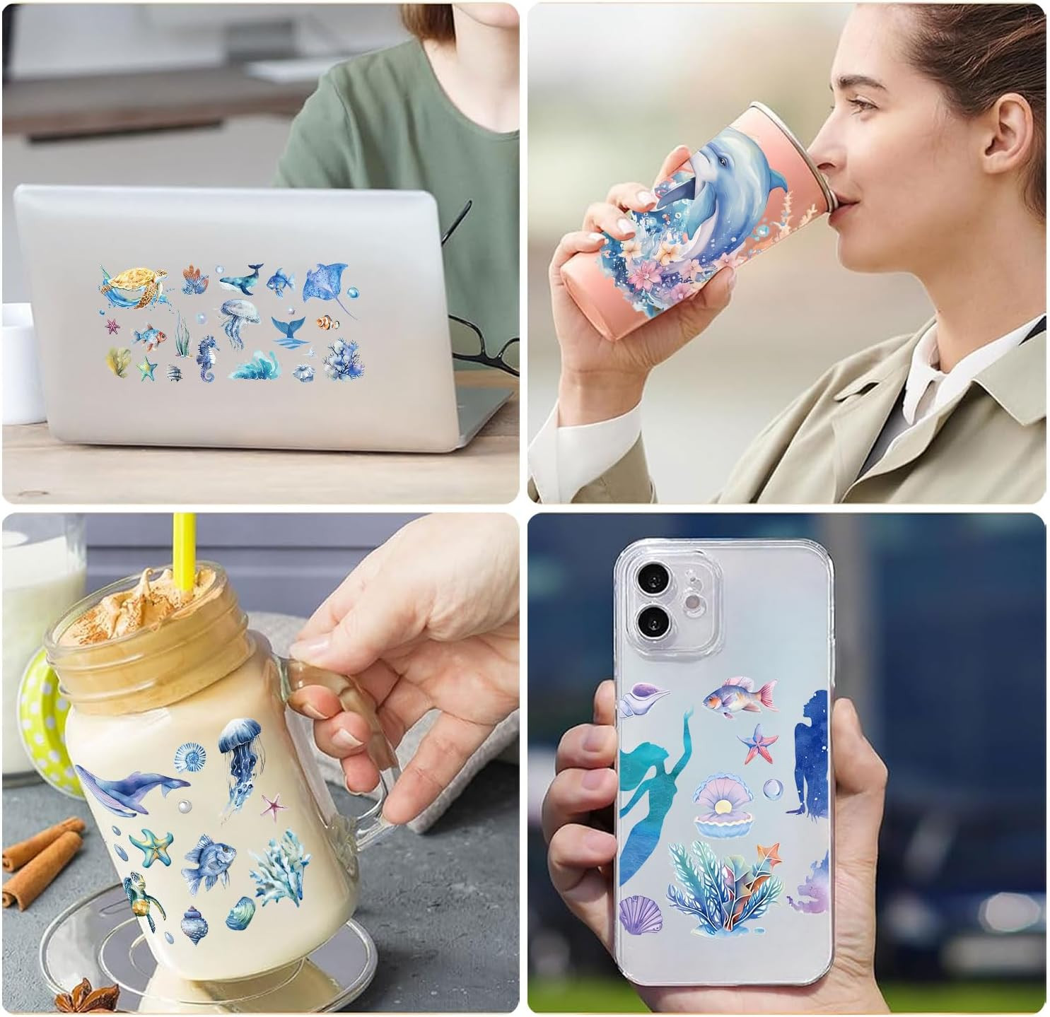 5Pcs Cartoon Animal UV DTF Transfer Stickers for Glass Cups, Waterproof Decals,