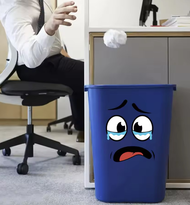 4pcs Cartoon Face Stickers Self Adhesive Funny Trash Can Toilet Decor – NEW
