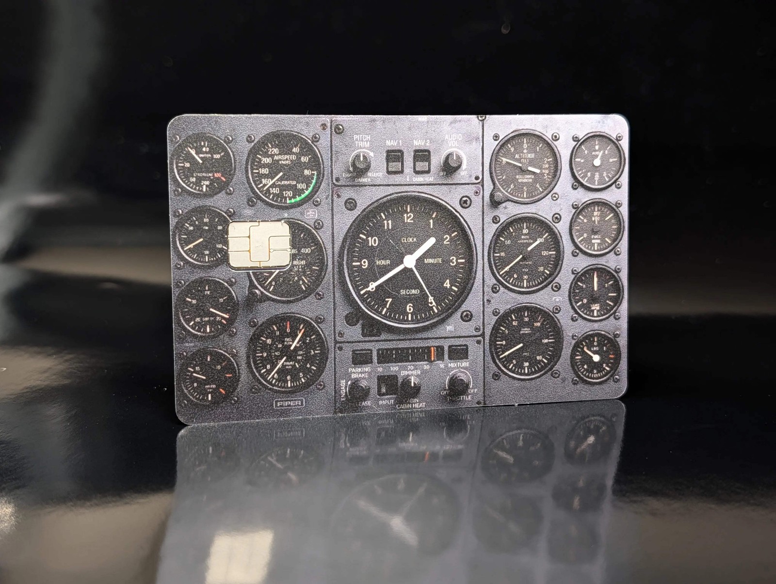Aviation Cockpit Instrument Panel Credit Card Skin | Vintage Airplane Dashboard
