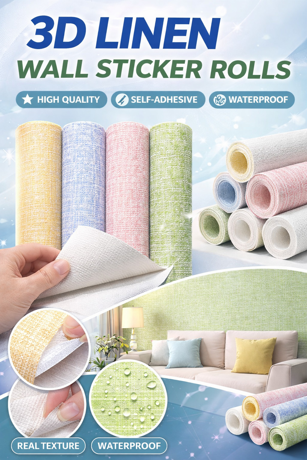 3D Foam Wall Sticker 50cm Self Adhesive PVC Waterproof Wallpaper Panel