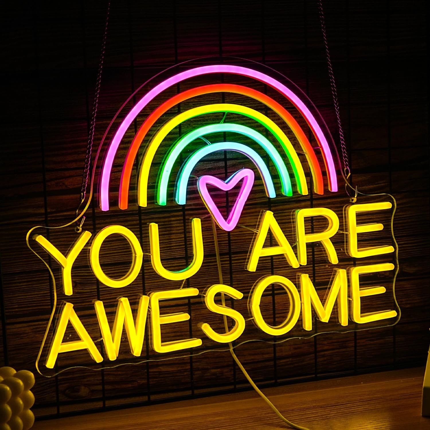 You Are Awesome Neon Sign USB Power Led Rainbow Light Up Sign for Wall Decor …