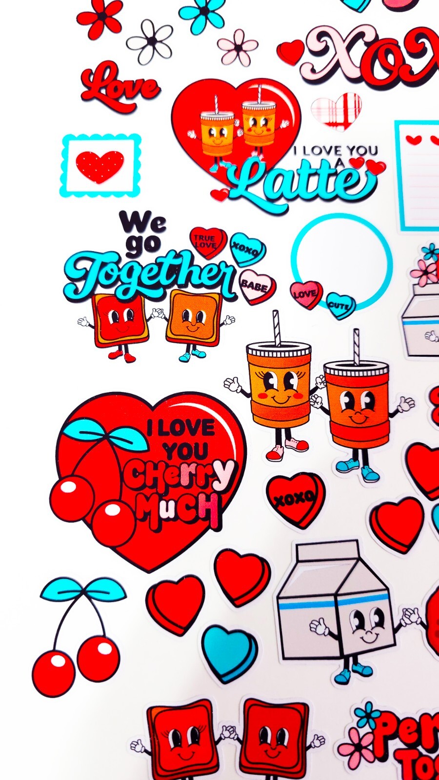 Valentines Day Vinyl Self Adhesive Stickers Fun Stickers Hearts Valentines