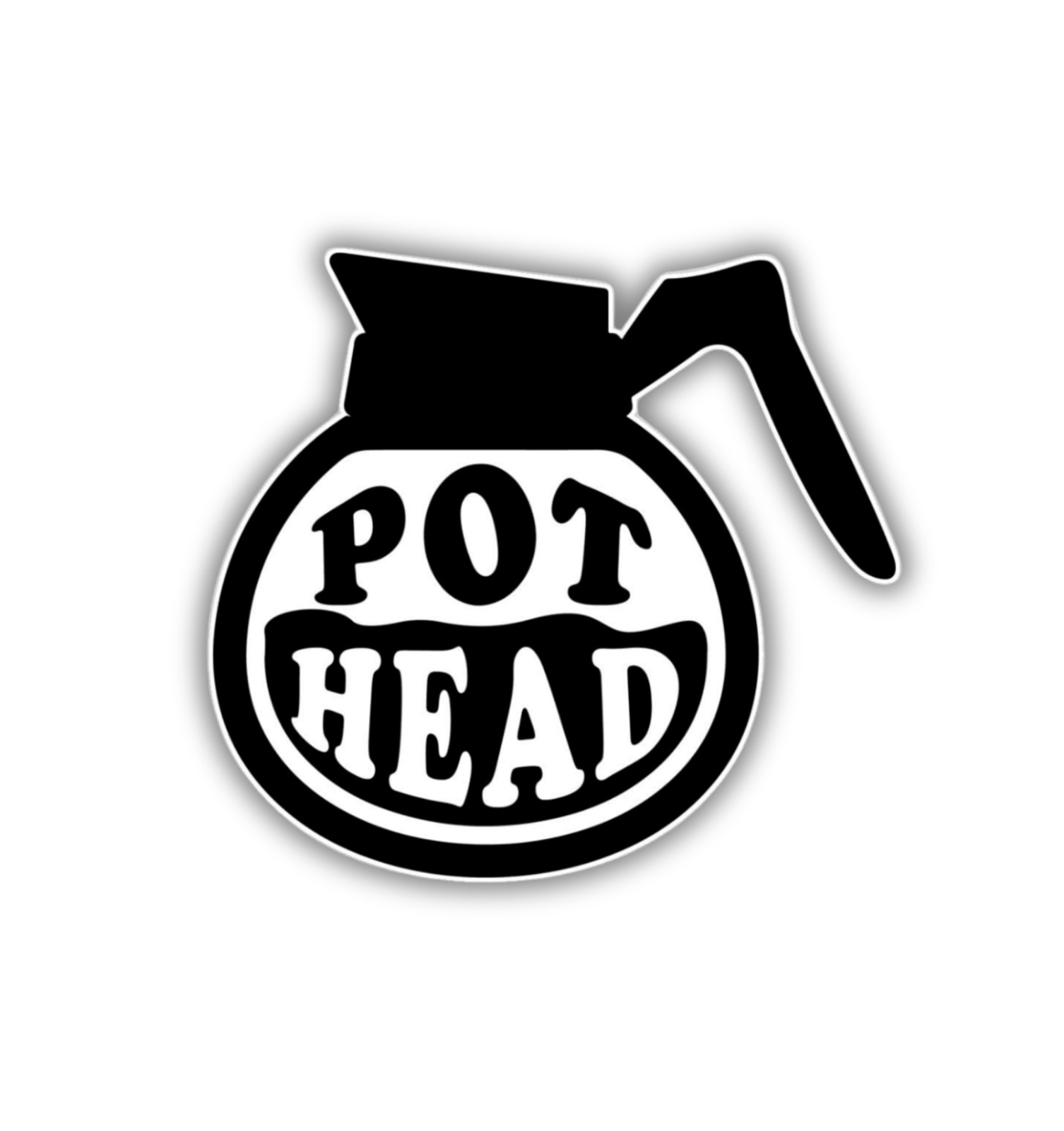 Coffee Pot Head Fridge Magnet or Laptop Sticker