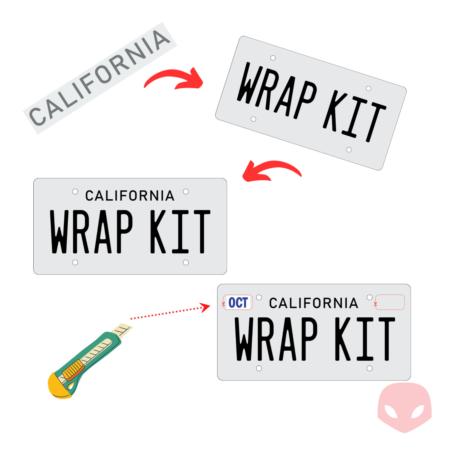 Black LEGACY Reflective California Plate Wrap DIY Kit