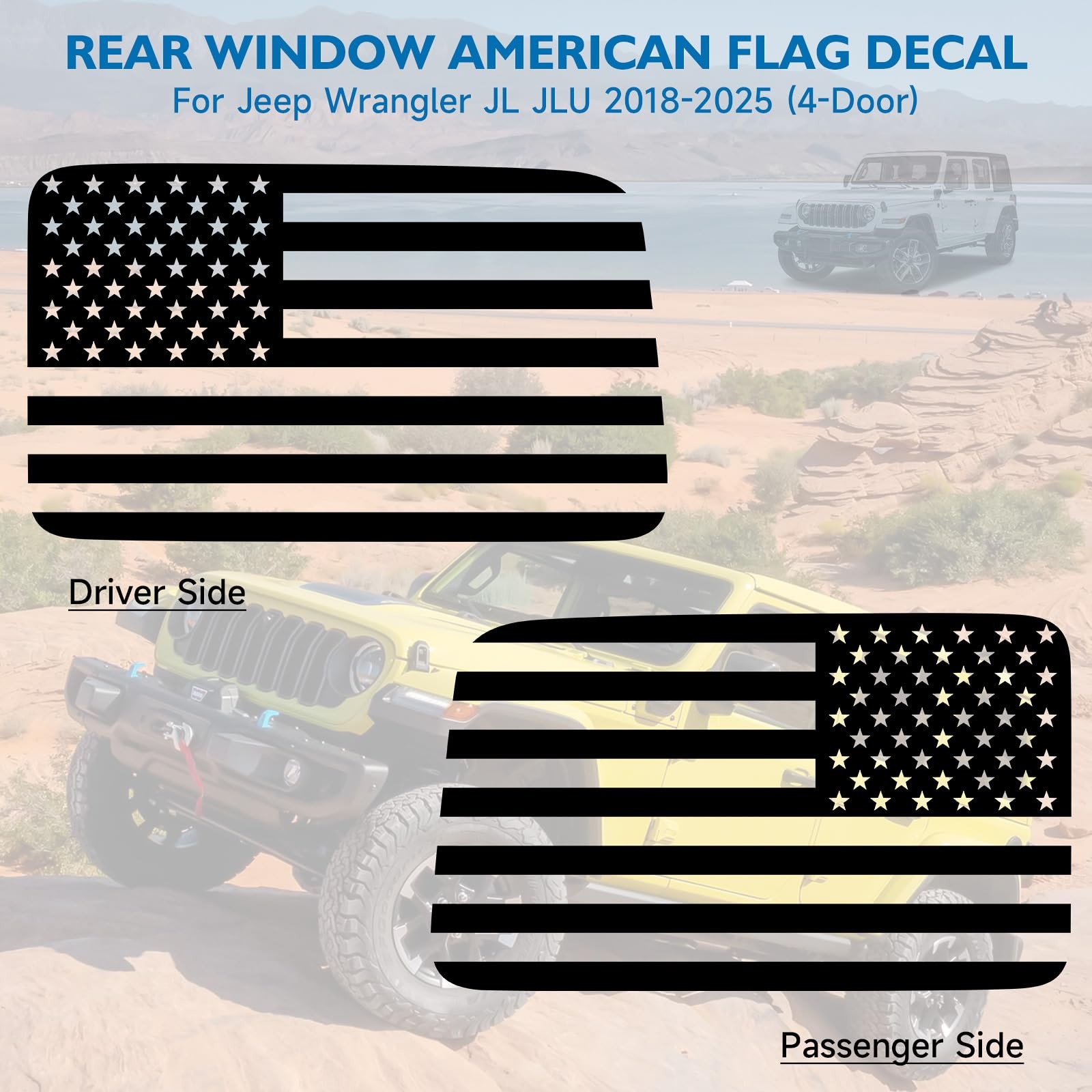 Black Rear Window American Flag Decal for Jeep Wrangler JL JLU 2018 2019 2020…