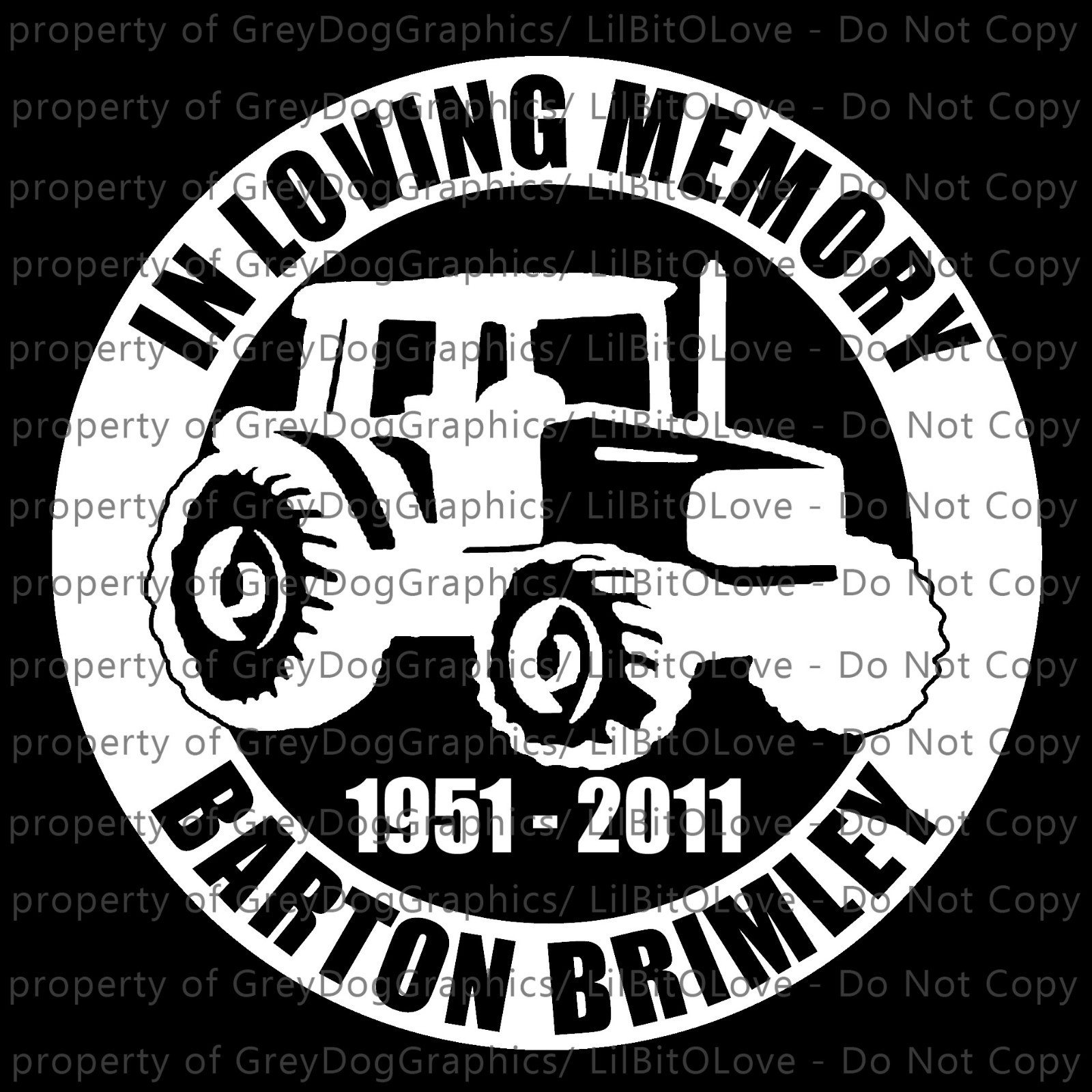 PERSONALIZED IN MEMORY VINYL DECAL FARMER TRACTOR FARM NAME DATES STICKER