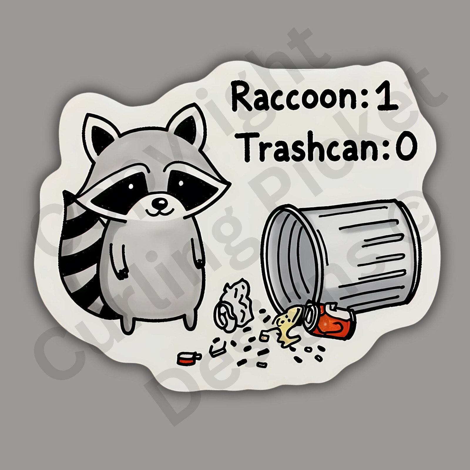 Trash Panda Raccoon Trashcan Score Card Cute Funny 3" Vinyl Sticker