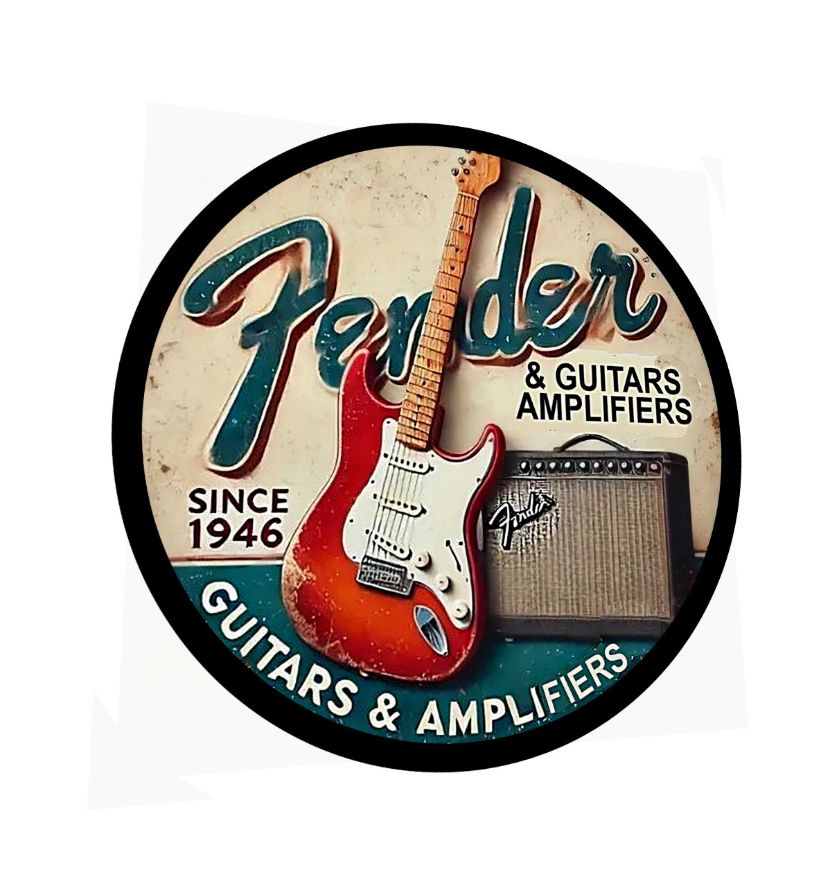 Vintage Replica Fender Guitar Sticker Decal. Electric Guitars and Amps. 4 Sizes.