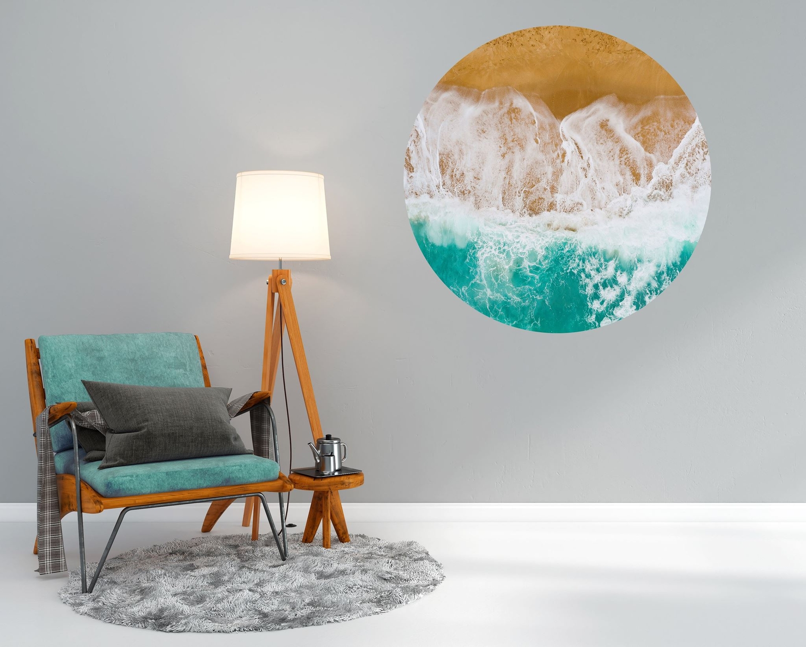 Beach Theme, Sand and Ocean Waves Wall Decal. Peel and Stick Wall Decal. Reposit