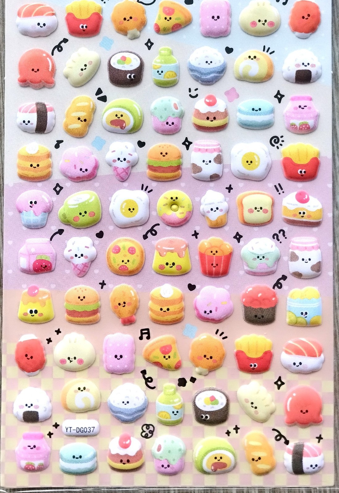 The Colorful Family Junk Food PVC Puffy Sticker Burger Pizza Sweets Kids JAPAN
