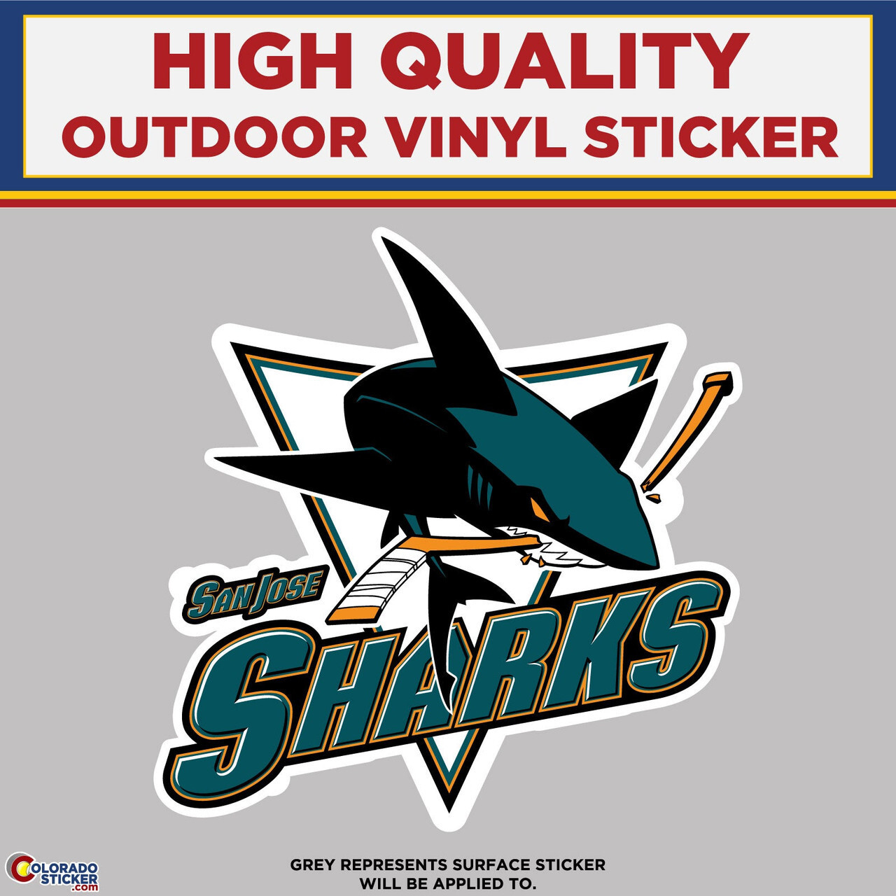 San Jose Sharks With Text, High Quality Vinyl Stickers