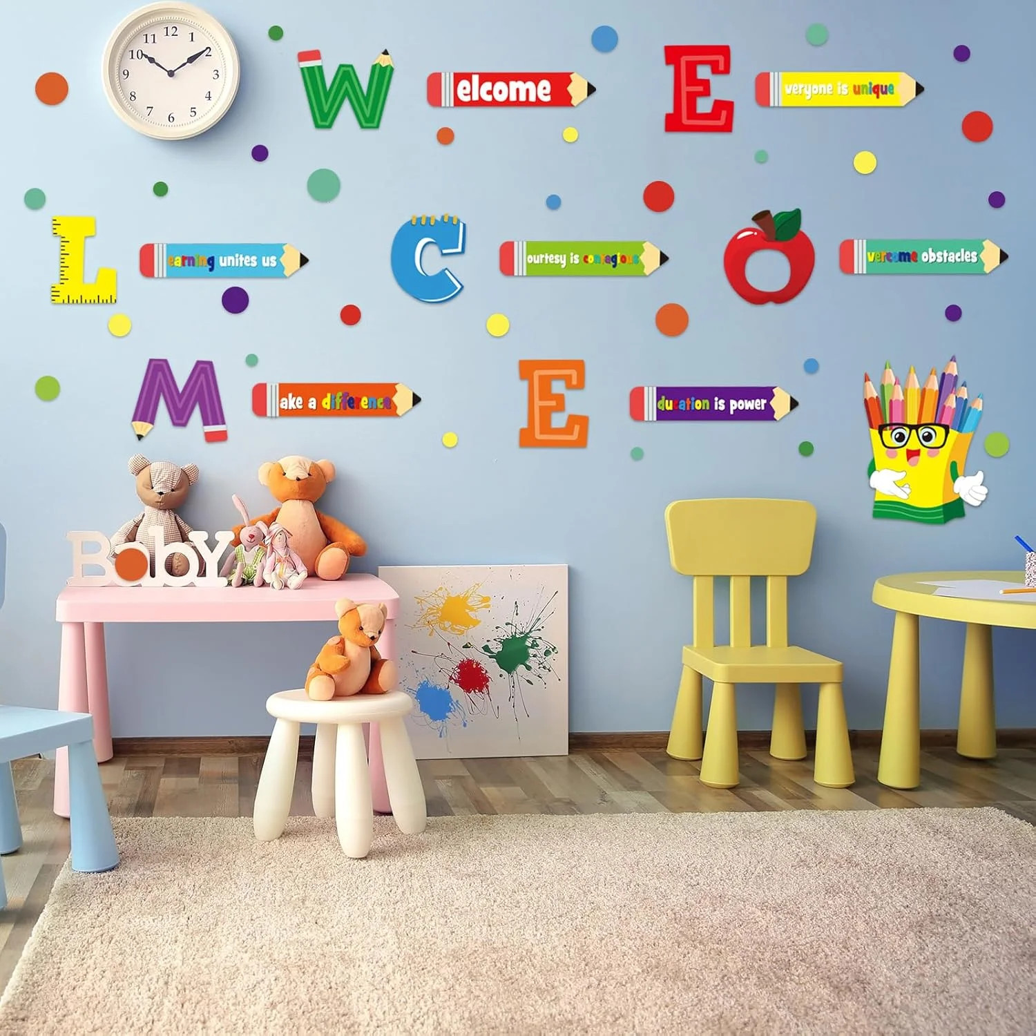 Cinrobiye Welcome Window Door Clings Stickers,Welcome Poster for Classrooms Door