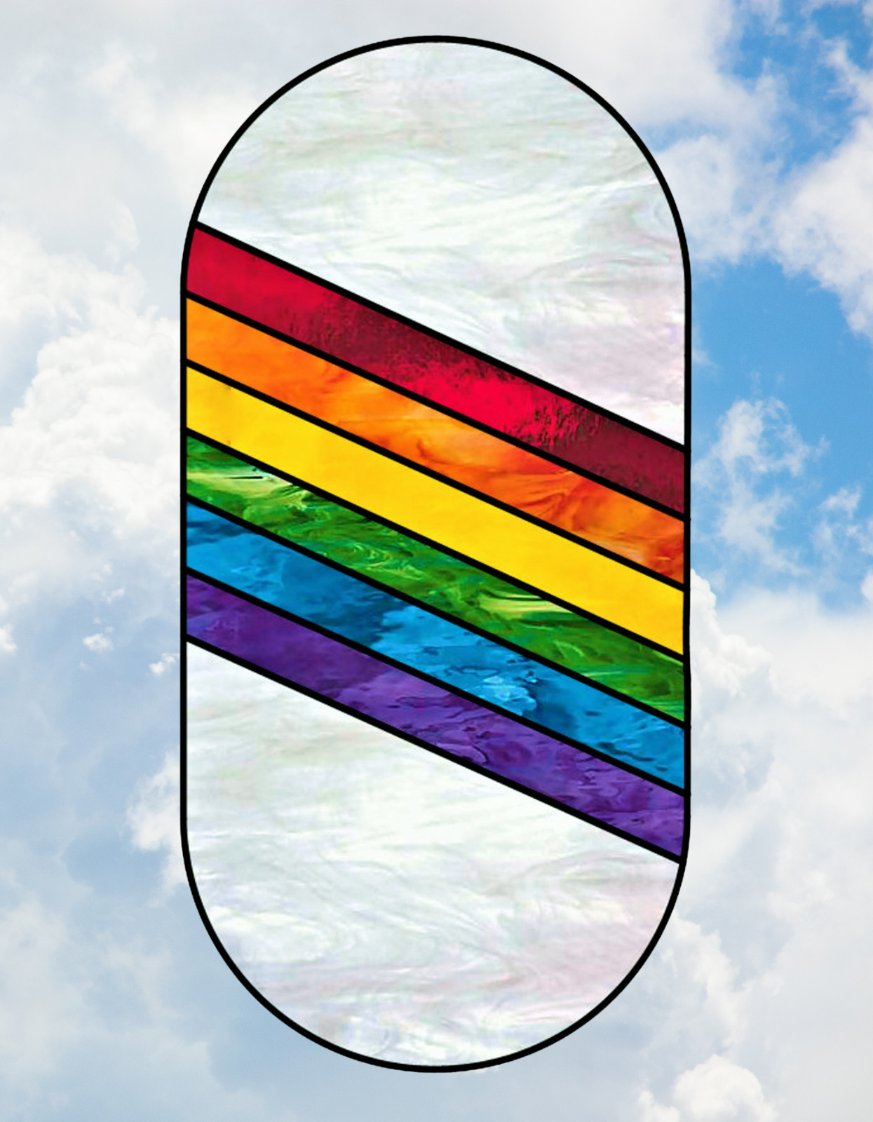 Rainbow Pride LBBTQ Faux Stained Glass WINDOW CLING ~ Sun-catcher Size 10.6"